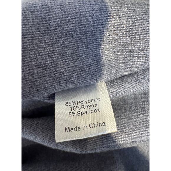 Tuckernuck Leather Trim Blue Gray Funnel Neck Piper Poncho One Size - Picture 7 of 8